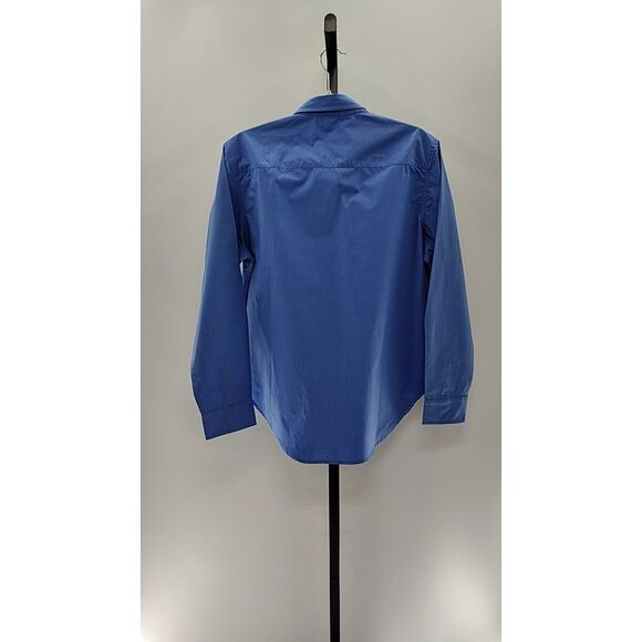 Quince Women Organic Cotton Poplin Long Sleeve Shirt TRUE Blue M - Picture 3 of 3
